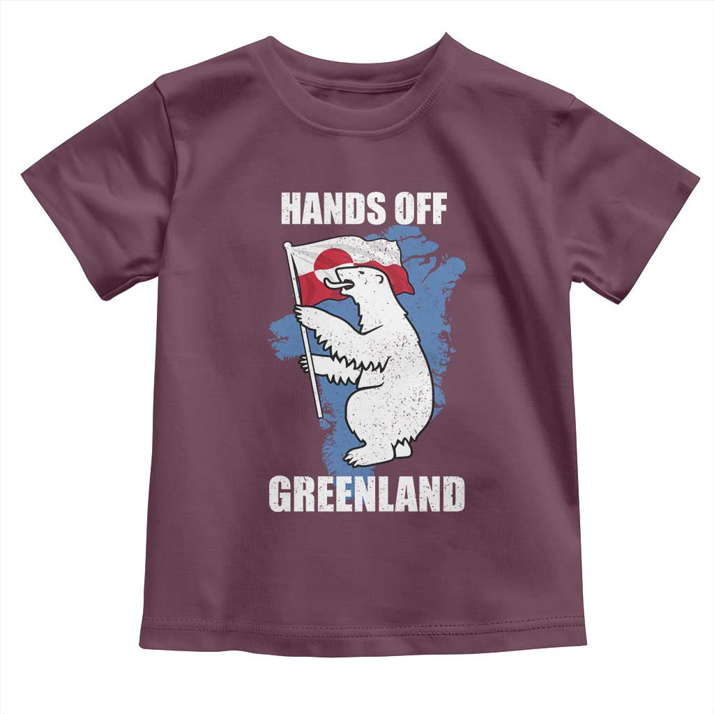 Hands Off Greenland Protest Toddler T Shirt Support Greenland Bear Holding Flag TS11 Maroon Print Your Wear