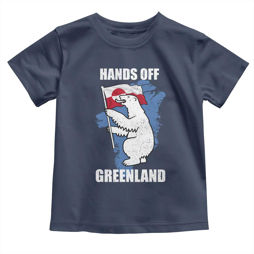 Hands Off Greenland Protest Toddler T Shirt Support Greenland Bear Holding Flag TS11 Navy Print Your Wear