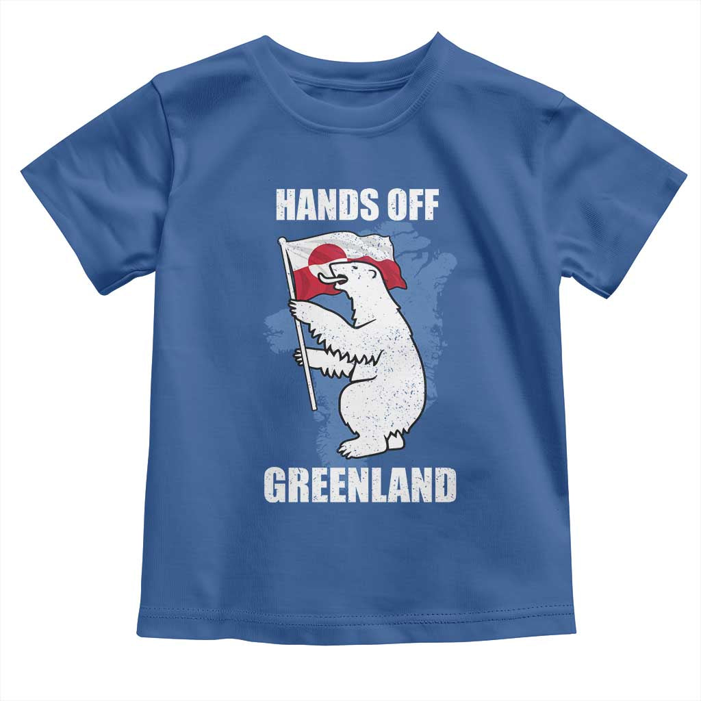 Hands Off Greenland Protest Toddler T Shirt Support Greenland Bear Holding Flag TS11 Royal Blue Print Your Wear