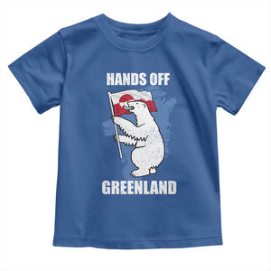 Hands Off Greenland Protest Toddler T Shirt Support Greenland Bear Holding Flag TS11 Royal Blue Print Your Wear