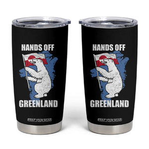 Hands Off Greenland Protest Tumbler Cup Support Greenland Bear Holding Flag TS11 Black Print Your Wear