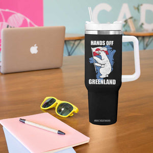 Hands Off Greenland Protest Tumbler With Handle Support Greenland Bear Holding Flag TS11 Print Your Wear