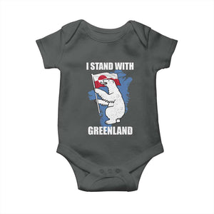 I Stand With Greenland Baby Onesie Polar Bear Greenland Protest TS11 Dark Heather Print Your Wear