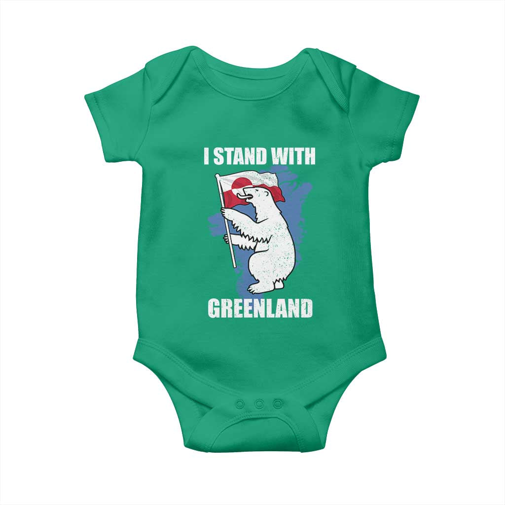 I Stand With Greenland Baby Onesie Polar Bear Greenland Protest TS11 Irish Green Print Your Wear