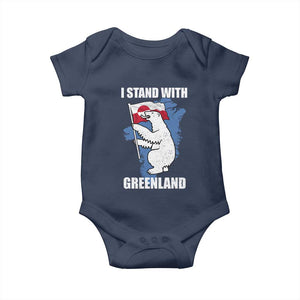 I Stand With Greenland Baby Onesie Polar Bear Greenland Protest TS11 Navy Print Your Wear