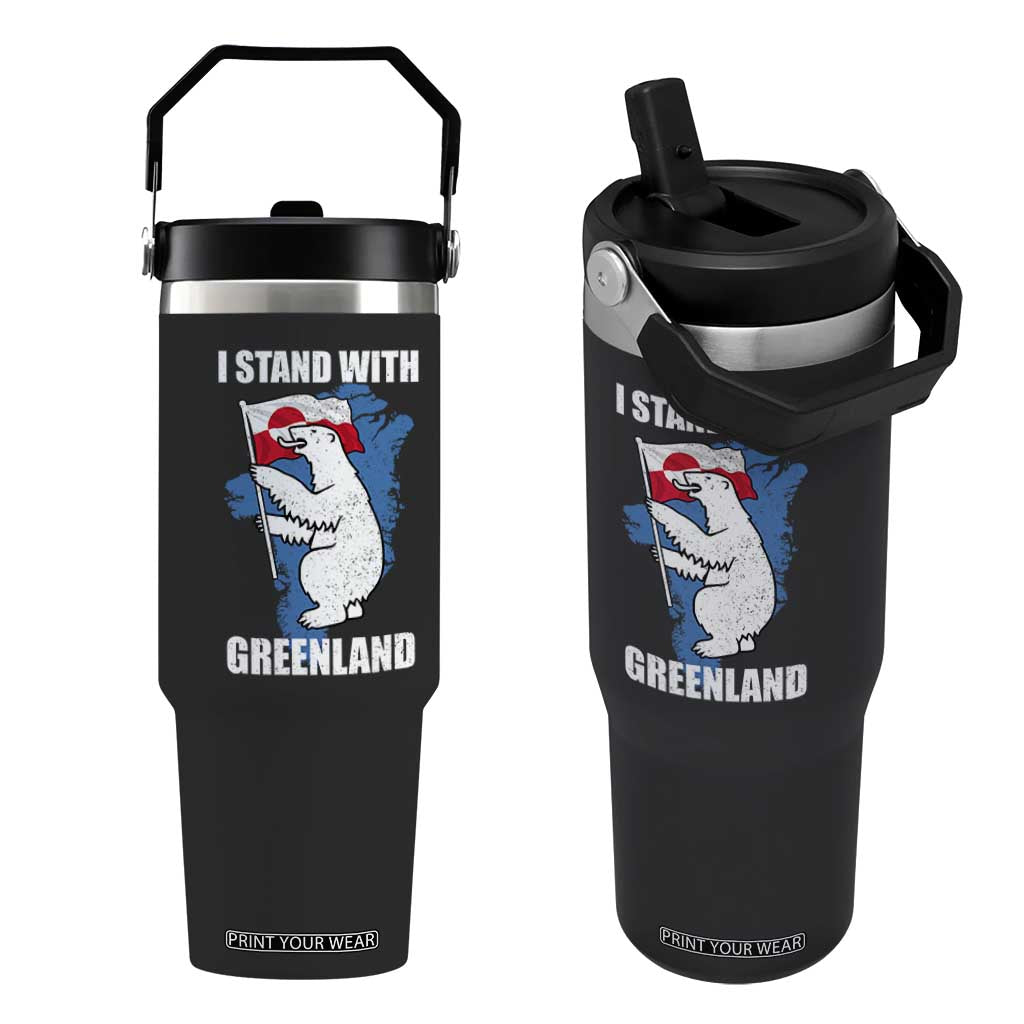 I Stand With Greenland Flip Straw Tumbler Polar Bear Greenland Protest TS11 One Size: 30 oz Black Print Your Wear
