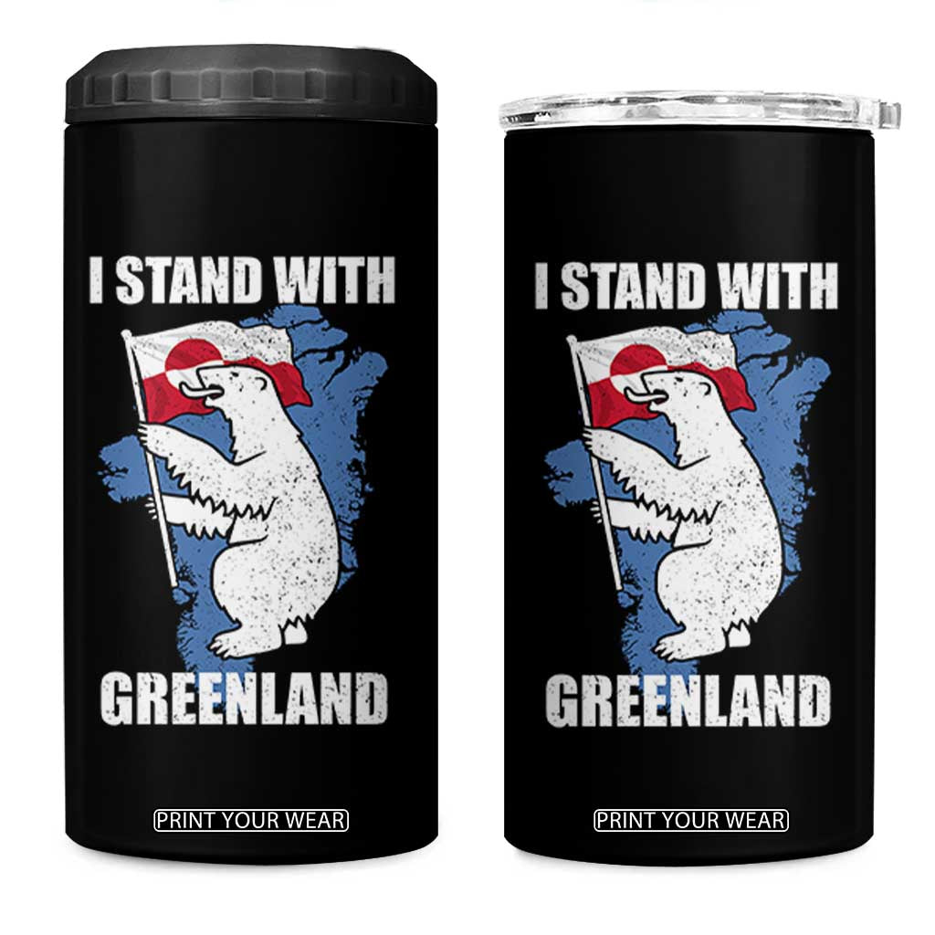 I Stand With Greenland 4 in 1 Can Cooler Tumbler Polar Bear Greenland Protest TS11 One Size: 16 oz Black Print Your Wear