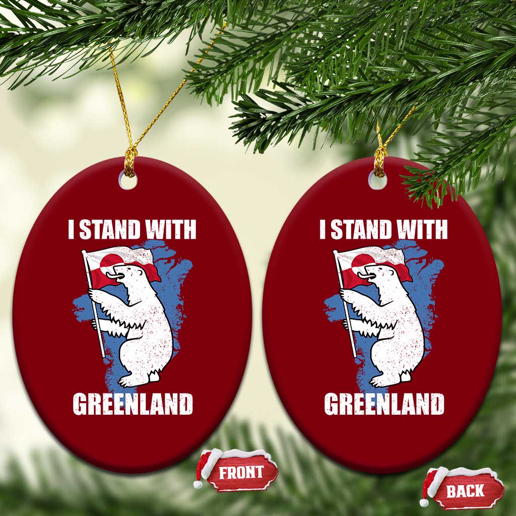 I Stand With Greenland Ceramic Ornament Polar Bear Greenland Protest TS11 Print Your Wear