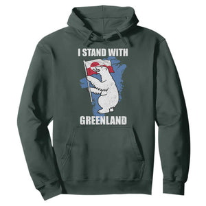 I Stand With Greenland Hoodie Polar Bear Greenland Protest TS11 Dark Forest Green Print Your Wear