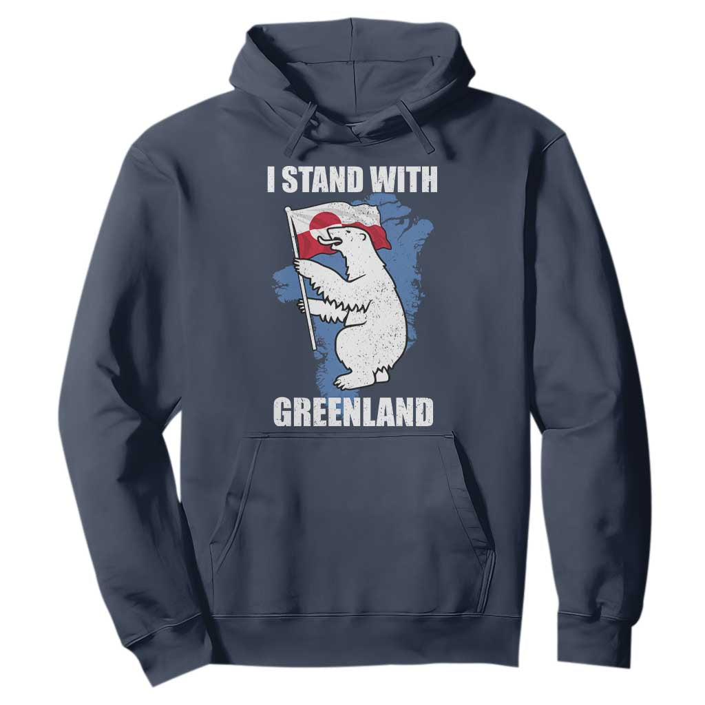 I Stand With Greenland Hoodie Polar Bear Greenland Protest TS11 Navy Print Your Wear