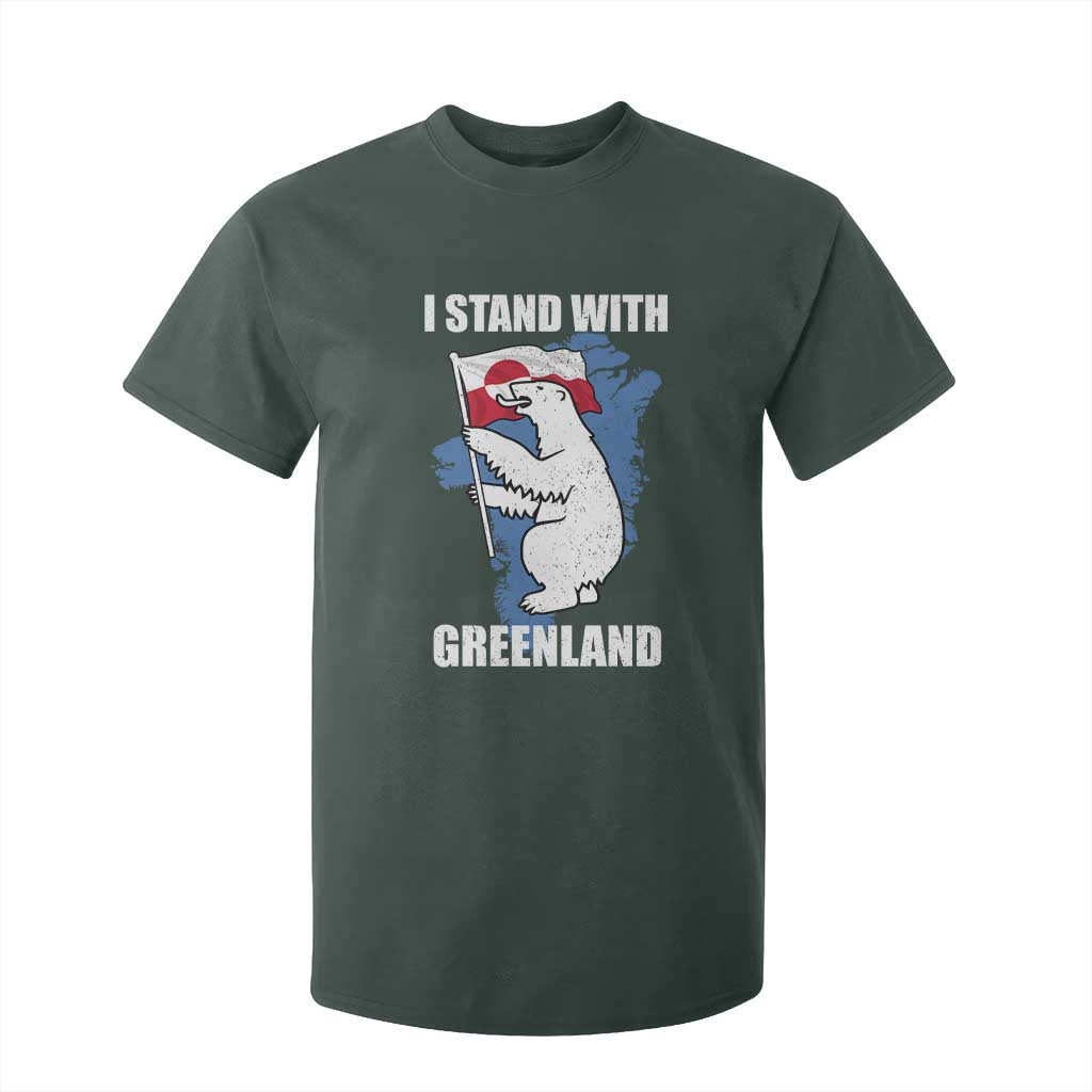 I Stand With Greenland T Shirt For Kid Polar Bear Greenland Protest TS11 Dark Forest Green Print Your Wear