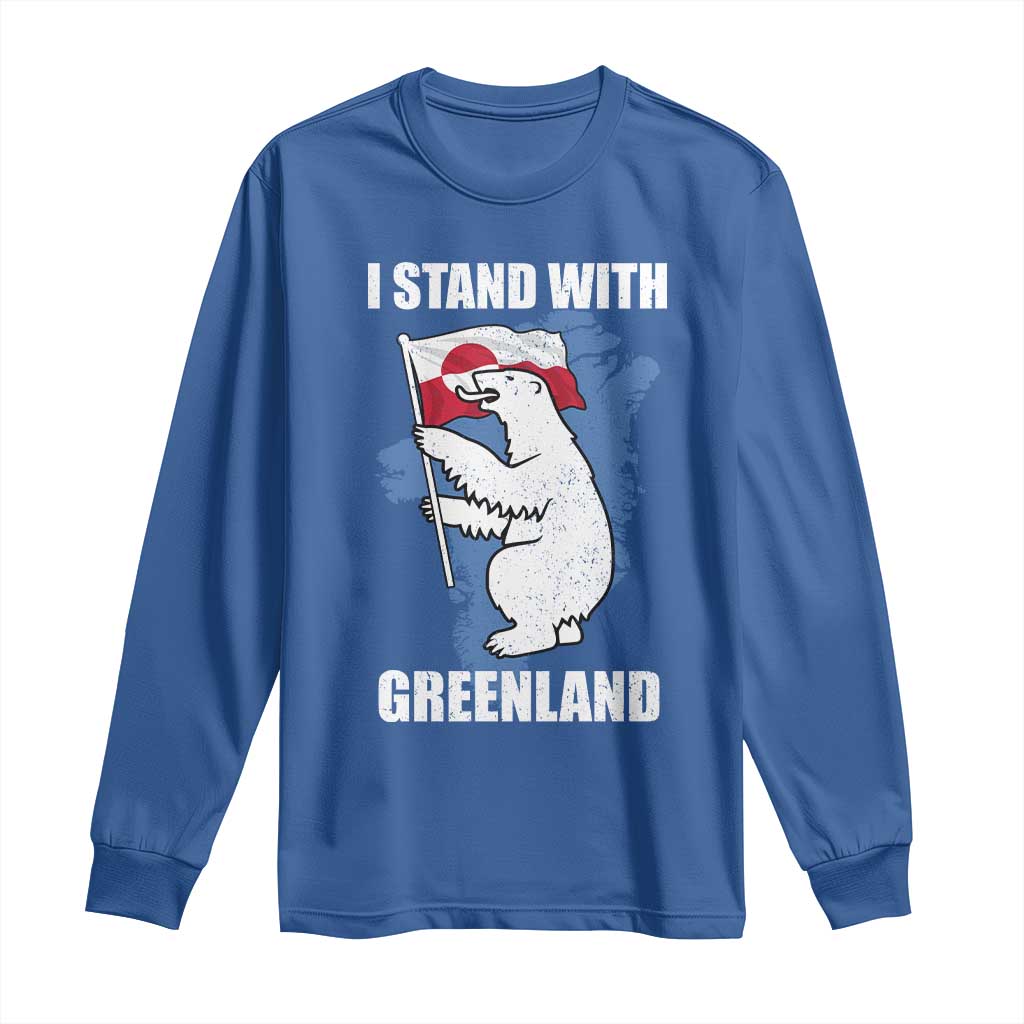 I Stand With Greenland Long Sleeve Shirt Polar Bear Greenland Protest TS11 Royal Blue Print Your Wear