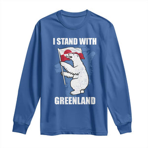 I Stand With Greenland Long Sleeve Shirt Polar Bear Greenland Protest TS11 Royal Blue Print Your Wear