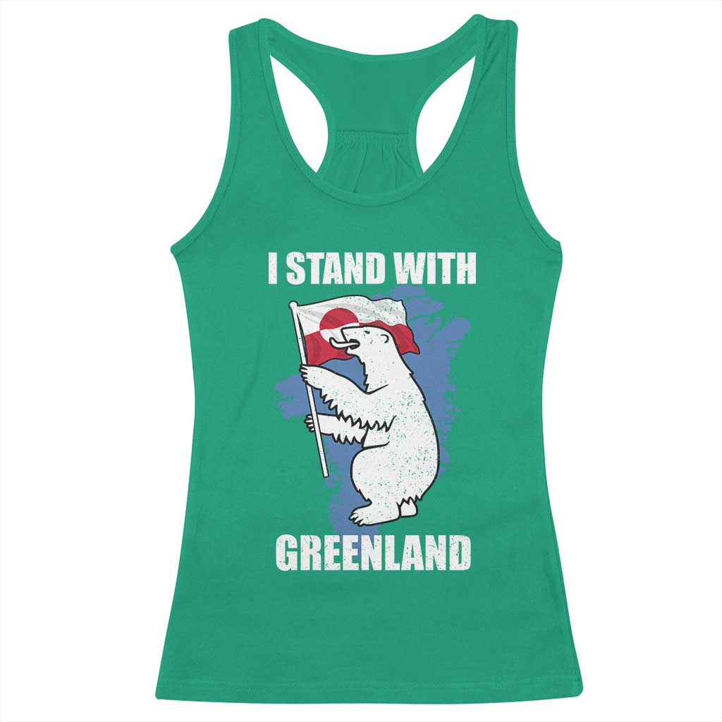 I Stand With Greenland Racerback Tank Top Polar Bear Greenland Protest TS11 Irish Green Print Your Wear