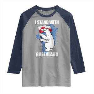 I Stand With Greenland Raglan Shirt Polar Bear Greenland Protest TS11 Sport Gray Navy Print Your Wear