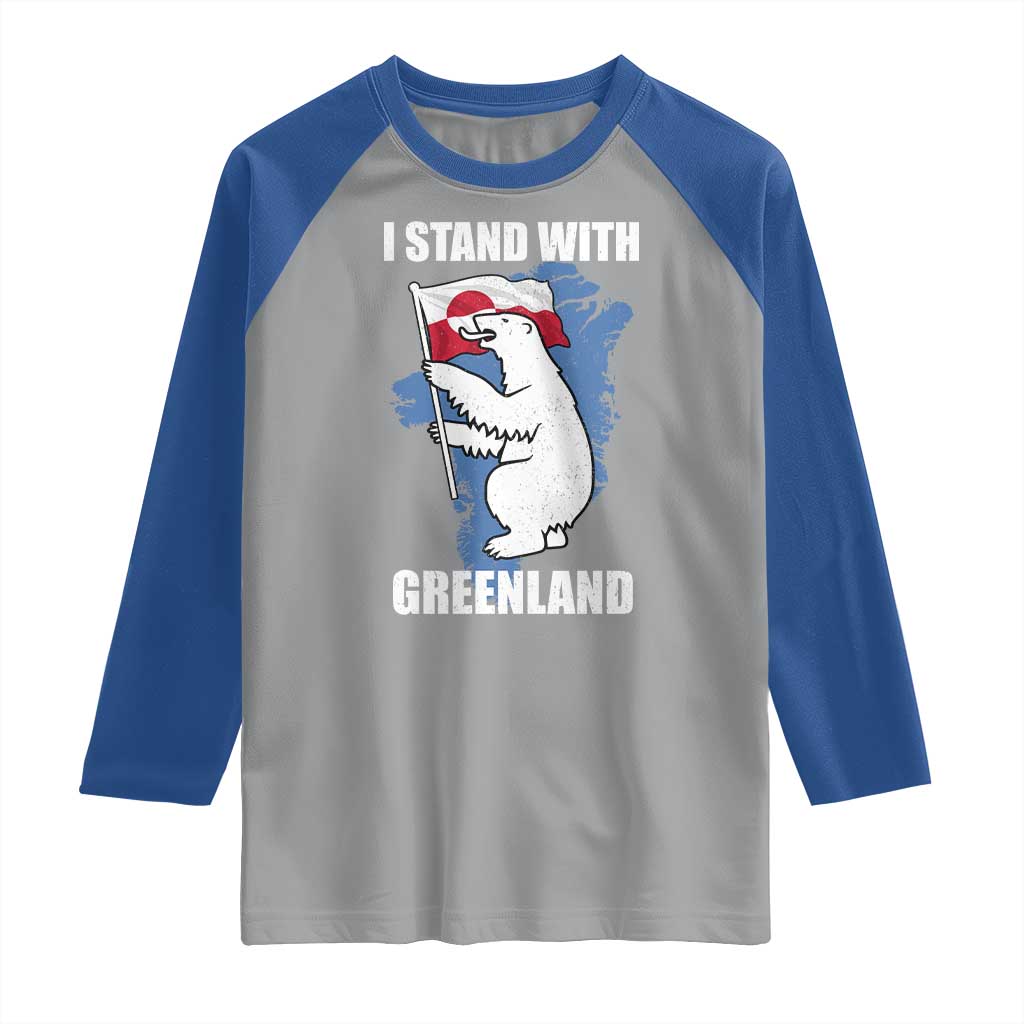 I Stand With Greenland Raglan Shirt Polar Bear Greenland Protest TS11 Sport Gray Royal Print Your Wear