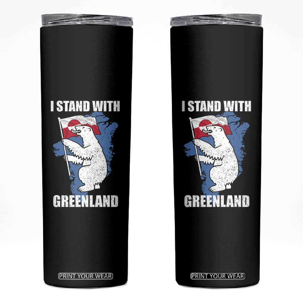 I Stand With Greenland Skinny Tumbler Polar Bear Greenland Protest TS11 Black Print Your Wear