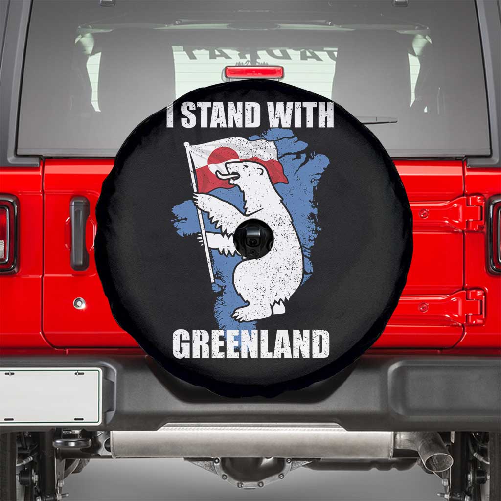 I Stand With Greenland Spare Tire Cover Polar Bear Greenland Protest TS11 Black Print Your Wear