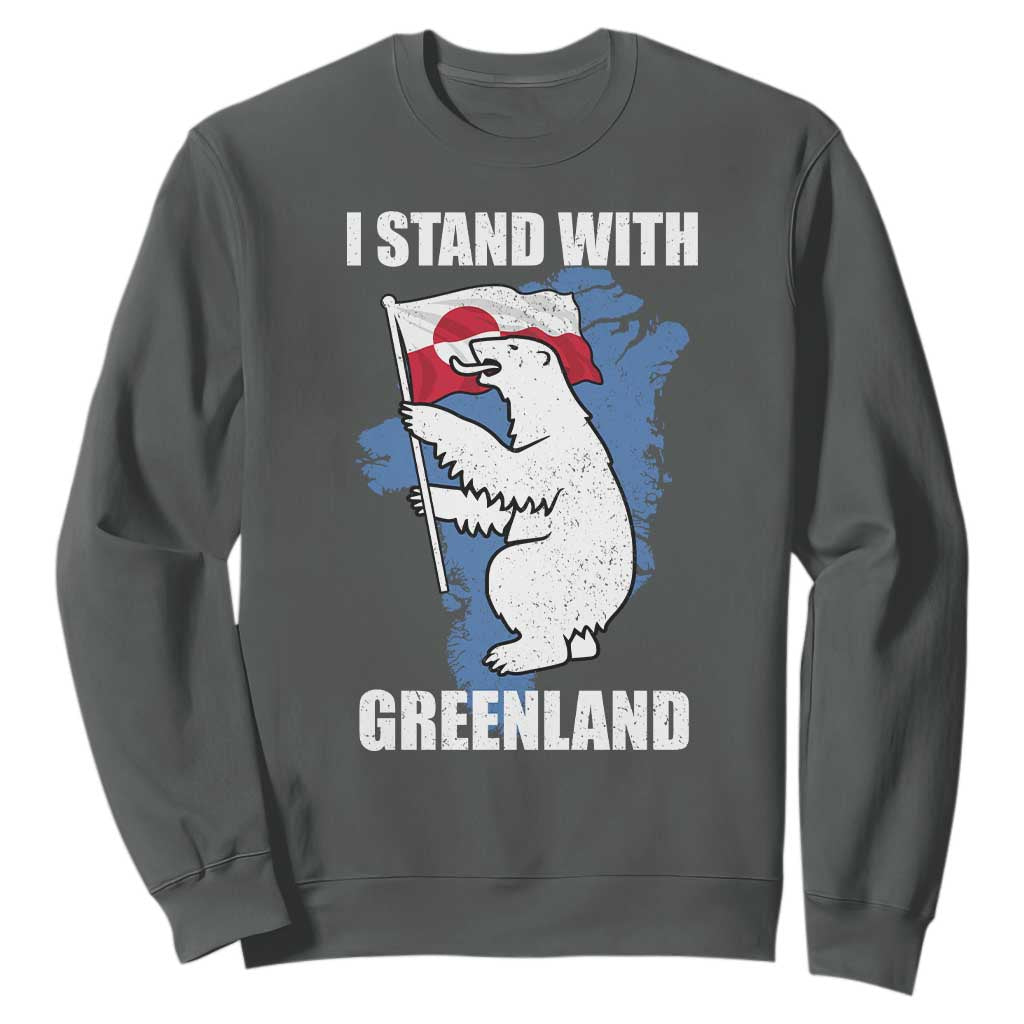 I Stand With Greenland Sweatshirt Polar Bear Greenland Protest TS11 Dark Heather Print Your Wear