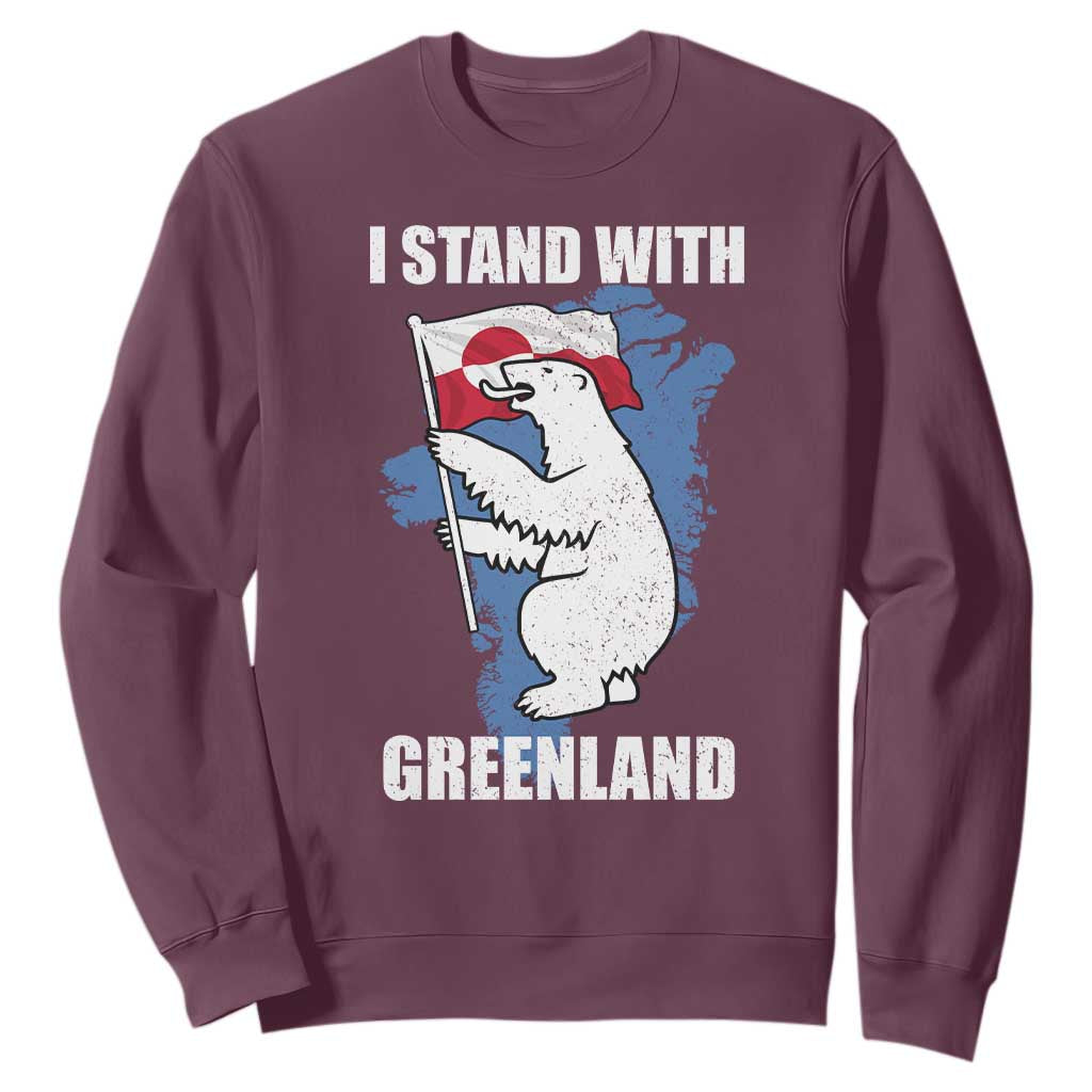 I Stand With Greenland Sweatshirt Polar Bear Greenland Protest TS11 Maroon Print Your Wear