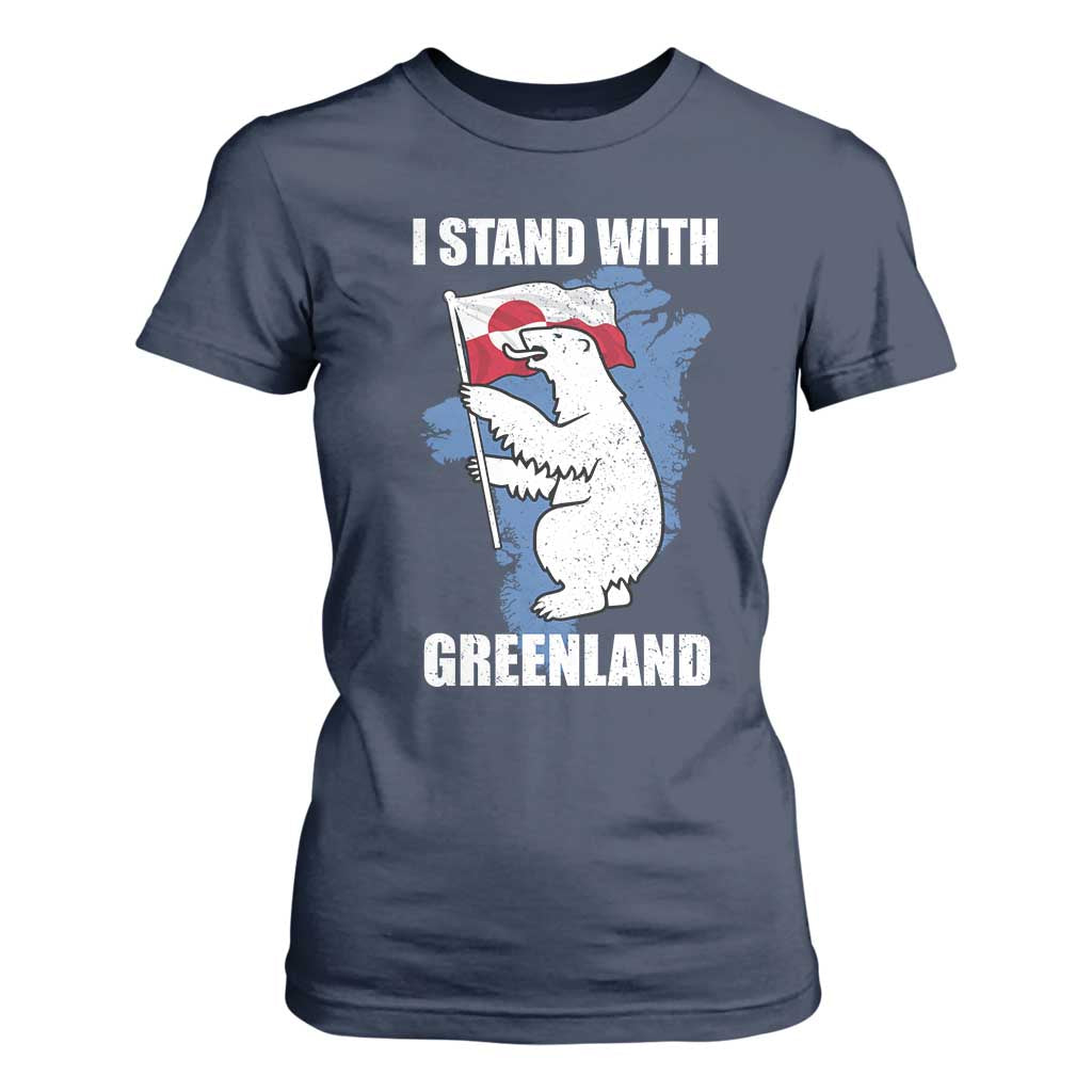 I Stand With Greenland T Shirt For Women Polar Bear Greenland Protest TS11 Navy Print Your Wear