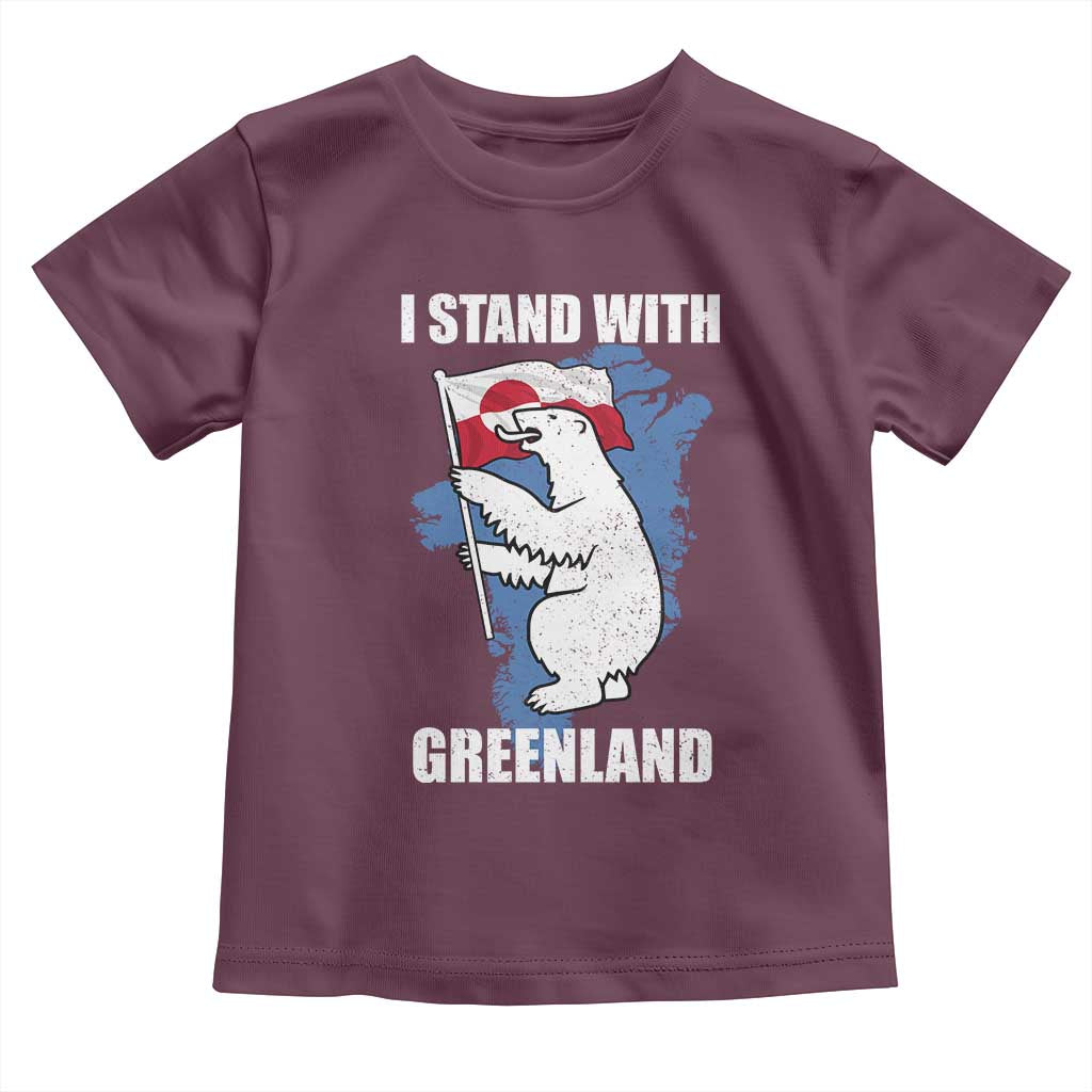 I Stand With Greenland Toddler T Shirt Polar Bear Greenland Protest TS11 Maroon Print Your Wear