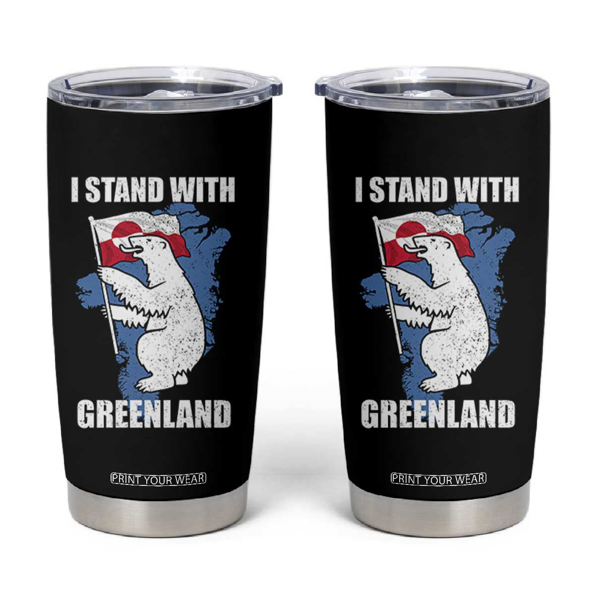 I Stand With Greenland Tumbler Cup Polar Bear Greenland Protest TS11 Black Print Your Wear