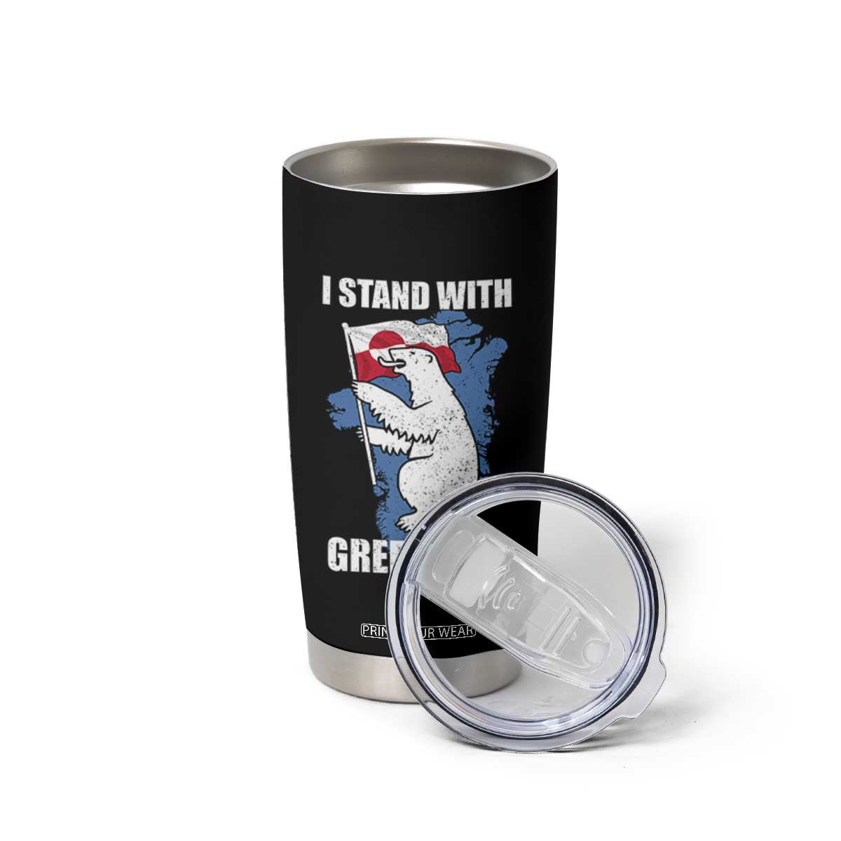 I Stand With Greenland Tumbler Cup Polar Bear Greenland Protest TS11 Print Your Wear