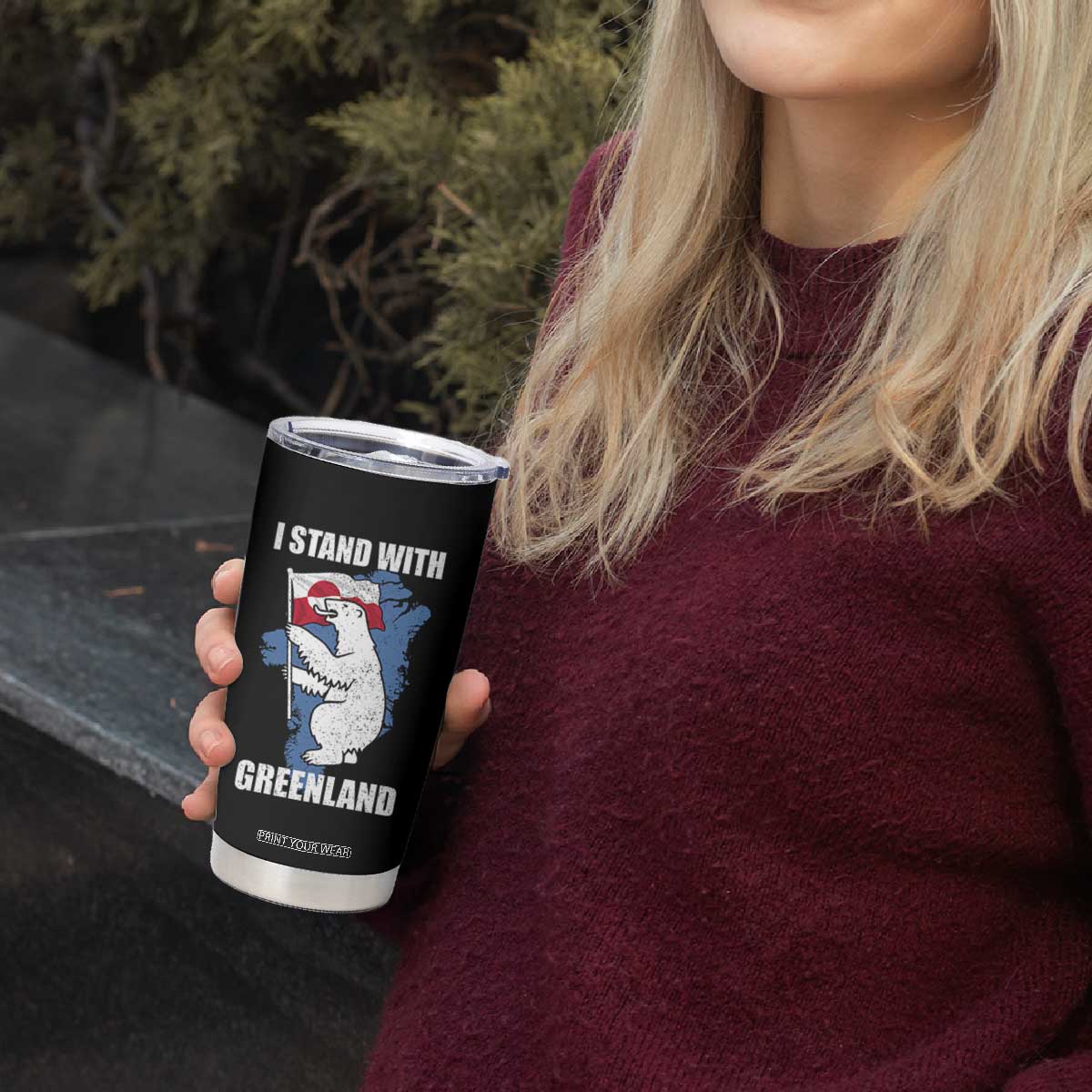 I Stand With Greenland Tumbler Cup Polar Bear Greenland Protest TS11 Print Your Wear