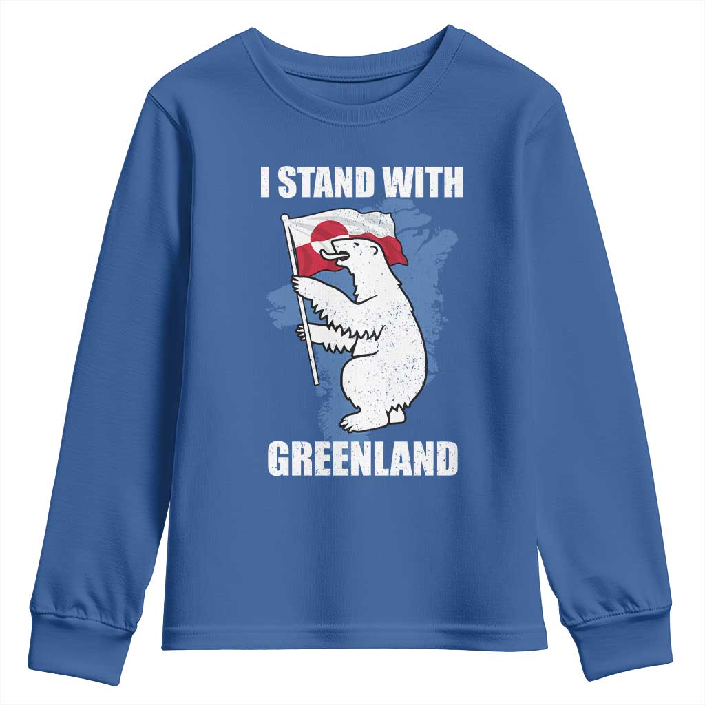 I Stand With Greenland Youth Sweatshirt Polar Bear Greenland Protest TS11 Royal Blue Print Your Wear