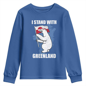 I Stand With Greenland Youth Sweatshirt Polar Bear Greenland Protest TS11 Royal Blue Print Your Wear