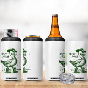 Funny St Patrick's Day Lucky Goose On The Loose 4 in 1 Can Cooler Tumbler Cowboy Goose Shamrock TS11 Print Your Wear