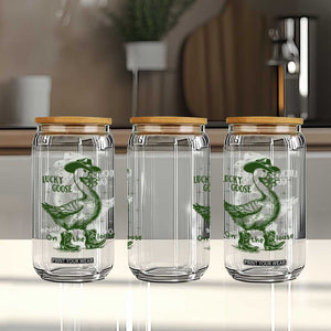 Funny St Patrick's Day Lucky Goose On The Loose Glass Can Cowboy Goose Shamrock TS11 Print Your Wear