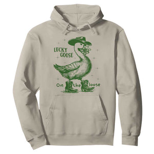 Funny St Patrick's Day Lucky Goose On The Loose Hoodie Cowboy Goose Shamrock TS11 Sand Print Your Wear