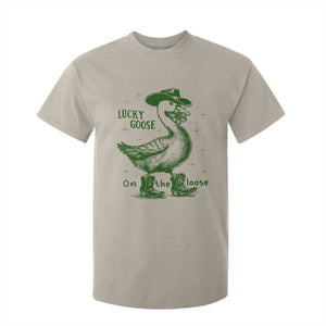 Funny St Patrick's Day Lucky Goose On The Loose T Shirt For Kid Cowboy Goose Shamrock TS11 Sand Print Your Wear