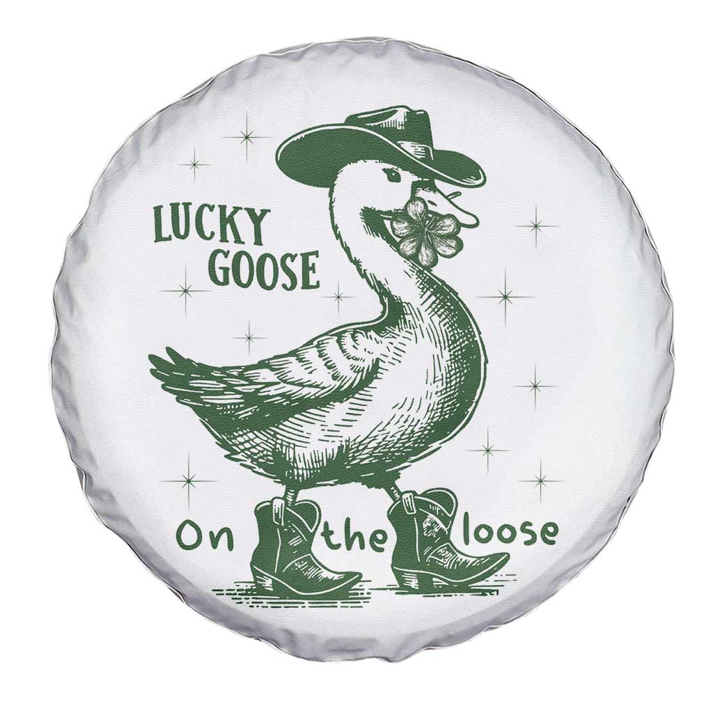 Funny St Patrick's Day Lucky Goose On The Loose Spare Tire Cover Cowboy Goose Shamrock TS11 Print Your Wear