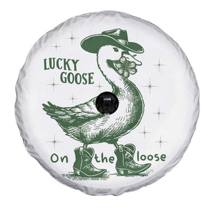 Funny St Patrick's Day Lucky Goose On The Loose Spare Tire Cover Cowboy Goose Shamrock TS11 Print Your Wear