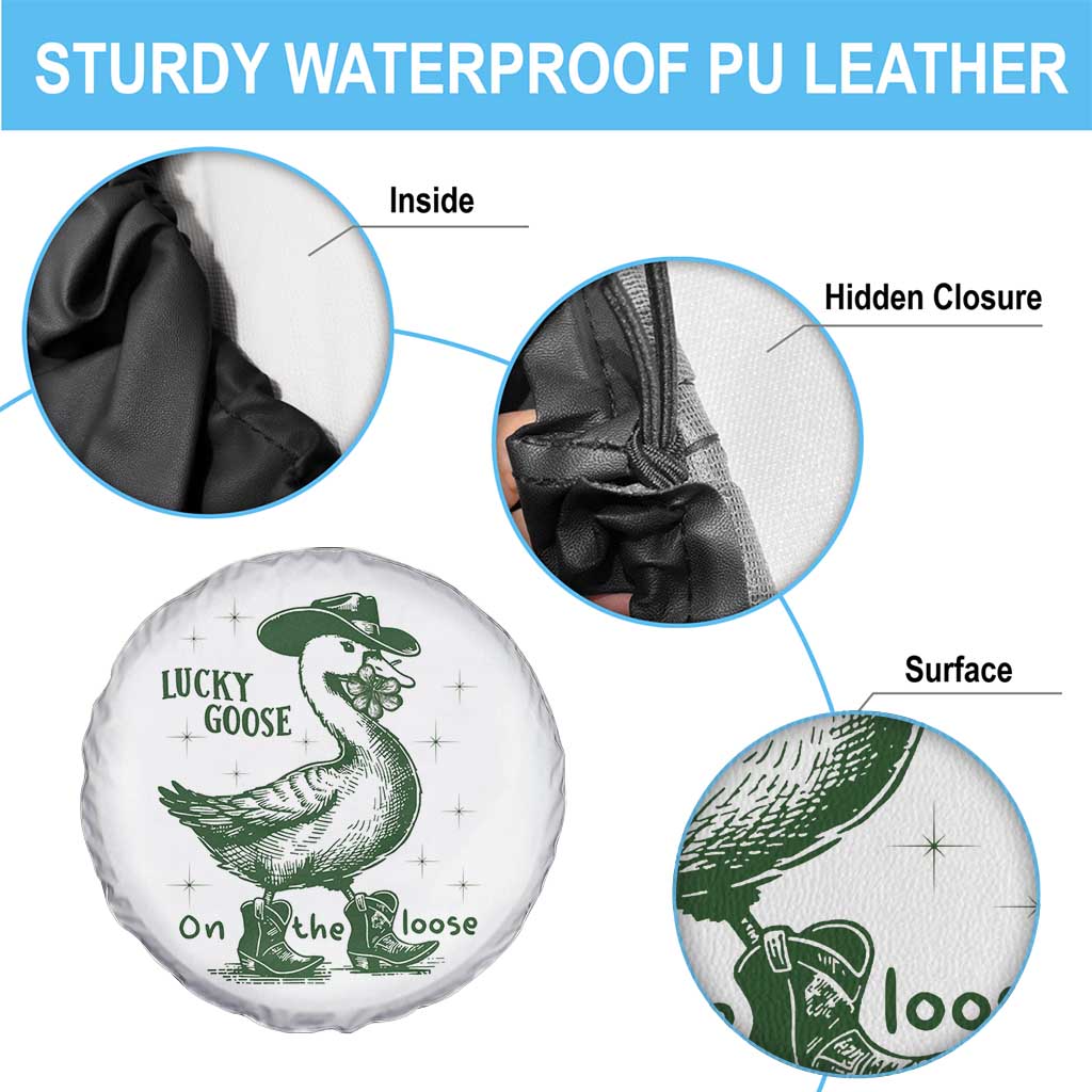Funny St Patrick's Day Lucky Goose On The Loose Spare Tire Cover Cowboy Goose Shamrock TS11 Print Your Wear