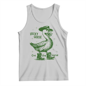 Funny St Patrick's Day Lucky Goose On The Loose Tank Top Cowboy Goose Shamrock TS11 Ash Print Your Wear