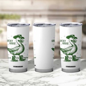Funny St Patrick's Day Lucky Goose On The Loose Tumbler Cup Cowboy Goose Shamrock TS11 Print Your Wear
