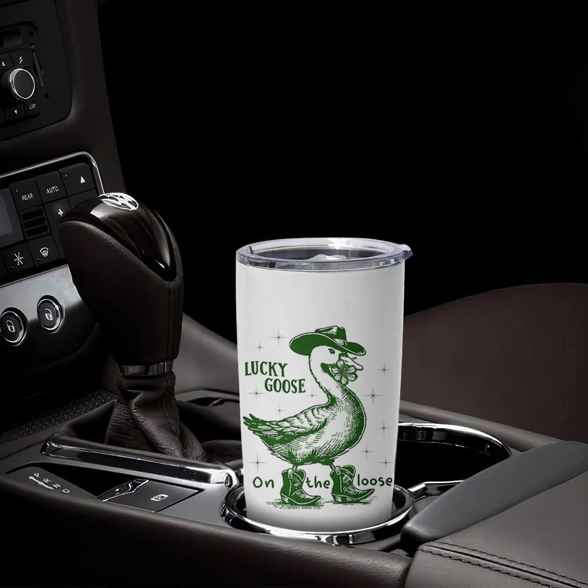 Funny St Patrick's Day Lucky Goose On The Loose Tumbler Cup Cowboy Goose Shamrock TS11 Print Your Wear