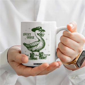 Funny St Patrick's Day Lucky Goose On The Loose Coffee Mug Cowboy Goose Shamrock TS11 Print Your Wear