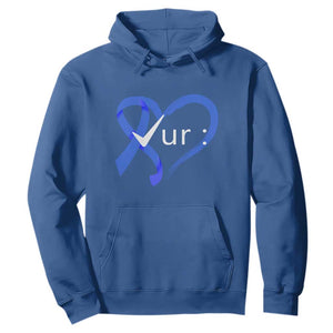Funny Check Your Colon Colorectal Cancer Awareness Hoodie Dark Blue Ribbon Heart TS11 Royal Blue Print Your Wear