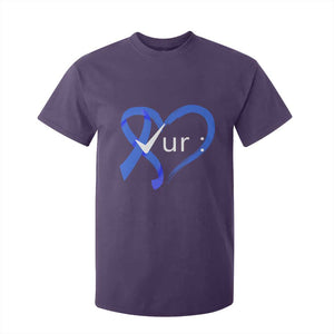 Funny Check Your Colon Colorectal Cancer Awareness T Shirt For Kid Dark Blue Ribbon Heart TS11 Purple Print Your Wear