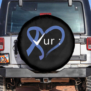 Funny Check Your Colon Colorectal Cancer Awareness Spare Tire Cover Dark Blue Ribbon Heart TS11 No hole Black Print Your Wear