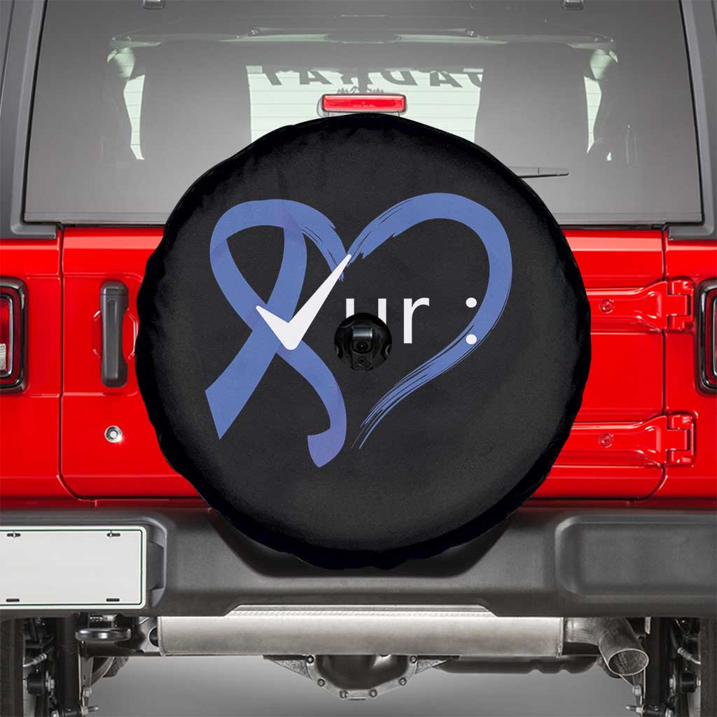 Funny Check Your Colon Colorectal Cancer Awareness Spare Tire Cover Dark Blue Ribbon Heart TS11 Black Print Your Wear