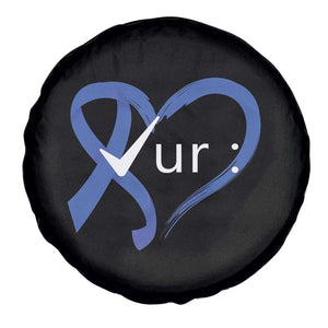 Funny Check Your Colon Colorectal Cancer Awareness Spare Tire Cover Dark Blue Ribbon Heart TS11 Print Your Wear