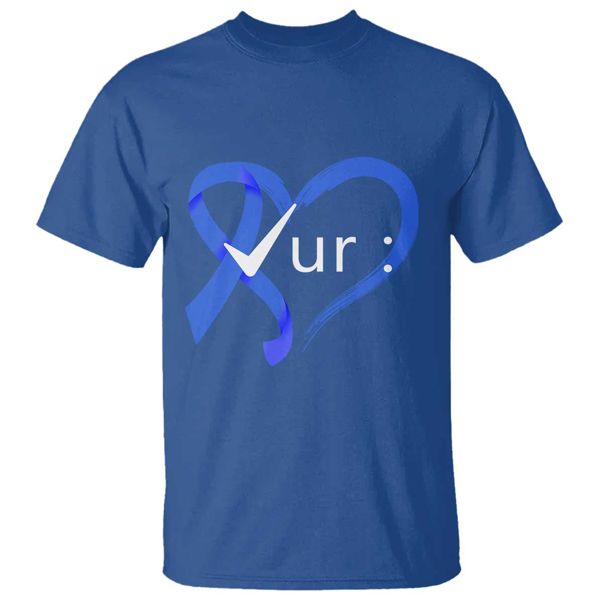 Funny Check Your Colon Colorectal Cancer Awareness T Shirt Dark Blue Ribbon Heart TS11 Royal Blue Print Your Wear