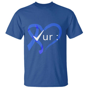 Funny Check Your Colon Colorectal Cancer Awareness T Shirt Dark Blue Ribbon Heart TS11 Royal Blue Print Your Wear