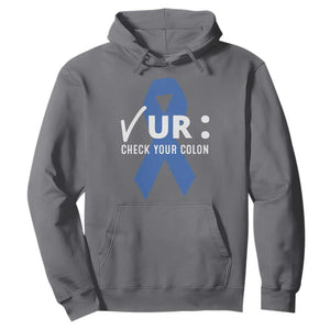 Funny Check Your Colon Colorectal Cancer Awareness Hoodie Dark Blue Ribbon TS11 Charcoal Print Your Wear